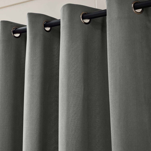 Antracitno siva izolacijska zavesa iz rebrastega žameta 140x260 cm Madison – douceur d'intérieur-image-2