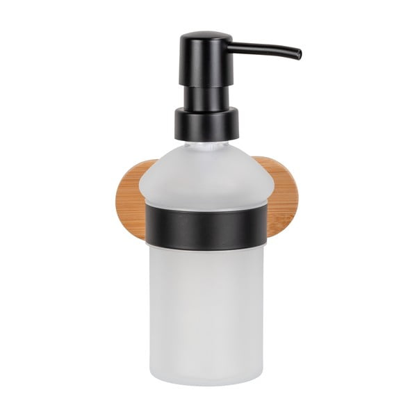 Črn/naraven steklen dozirnik za milo z namestitvijo brez vrtanja 300 ml Orea Bamboo – Wenko-image-4