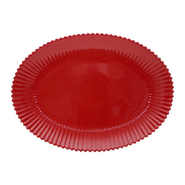 Rubinasto rdeč ovalni pladenj iz keramike Costa Nova Pearl, širine 50 cm