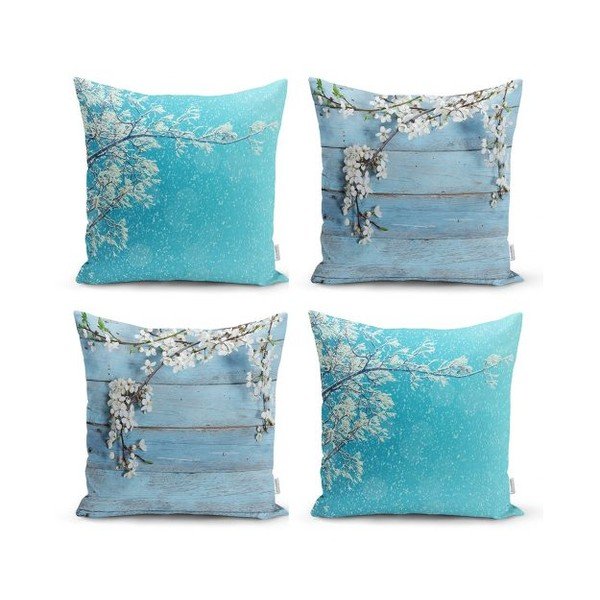 Komplet 4 dekorativnih prevlek za vzglavnik Minimalist Cushion Covers Winter Flowers, 45 x 45 cm