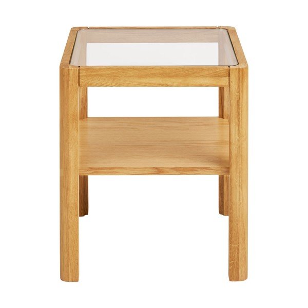 Stranska mizica s stekleno mizno ploščo 40x40 cm Lourmarin – House Nordic-image-2