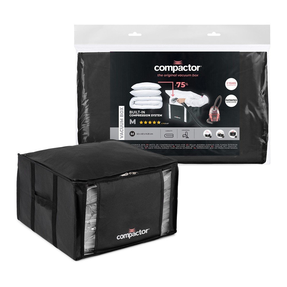 Črna škatla za shranjevanje oblačil Compactor XXL Black Edition 3D Medium, 125 l