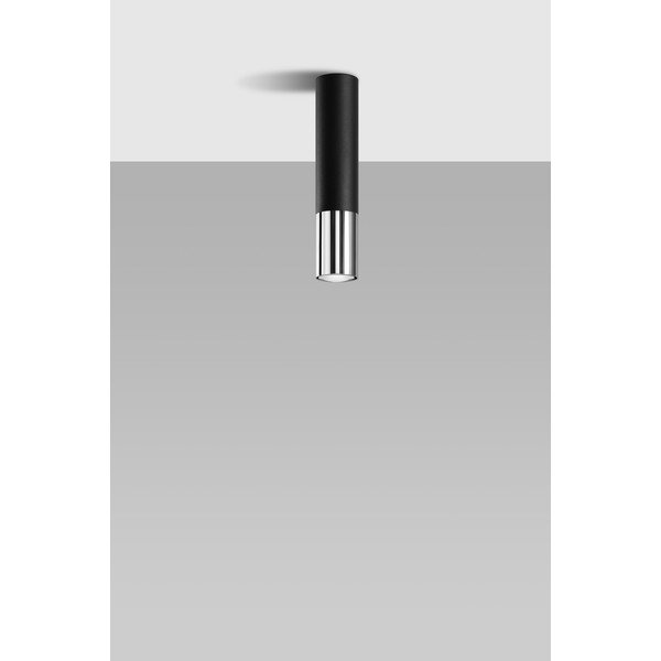 Kovinska stropna svetilka v črni in srebrni barvi ø 6 cm Longbot – Sollux-image-2