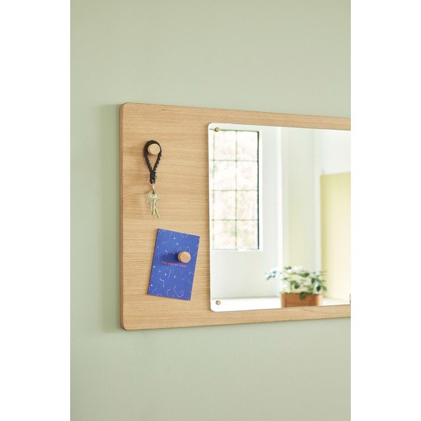 Stensko ogledalo z lesenim okvirjem 80x50 cm Split - Hübsch-image-1