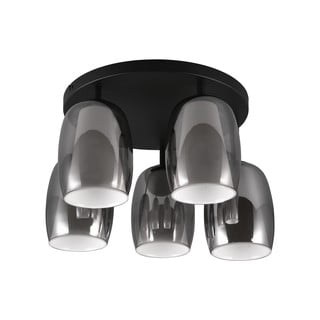 Črna/srebrna stropna svetilka s steklenim senčnikom ø 14 cm Barret – Trio Select