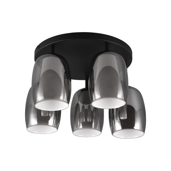 Črna/srebrna stropna svetilka s steklenim senčnikom ø 14 cm Barret – Trio Select