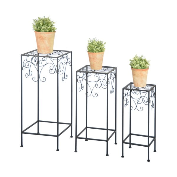 Komplet 3 črnih cvetličnih mizic Esschert Design-image-1