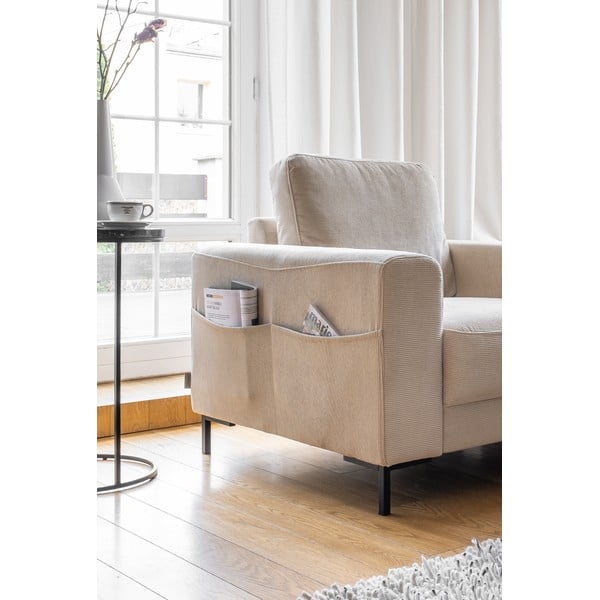 Bež fotelj iz rebrastega žameta Lofty Lilly – Miuform-image-3