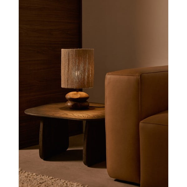 Namizna svetilka iz masivne akacije v temni naravni barvi (višina 43 cm) Kor – Kave Home-image-1