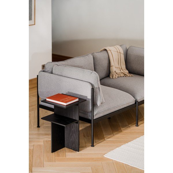 Črna nočna omarica v hrastovem dekorju s policami Atik – noo.ma-image-1