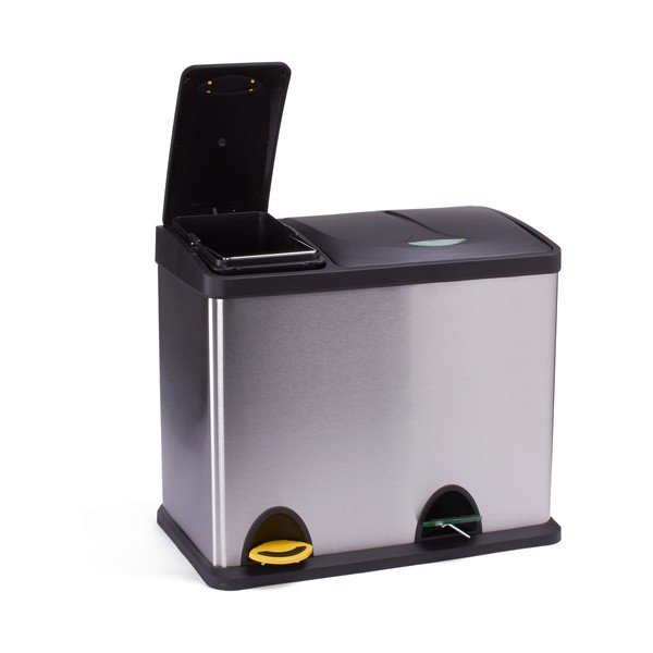 Jeklen koš za smeti za ločevanje odpadkov v mat srebrni barvi s pedalom 18+8 l Tri Selectif – MSV-image-1