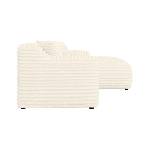 Kremno bela kotna sedežna garnitura iz rebrastega žameta (desni kot/z ležalnikom) Martin – Ropez-image-3