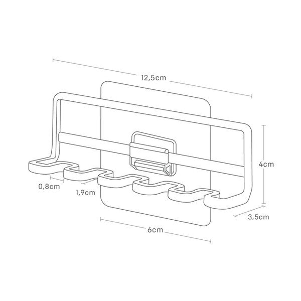 Črno kovinsko držalo za zobne ščetke z namestitvijo brez vrtanja Film Hook – YAMAZAKI-image-4