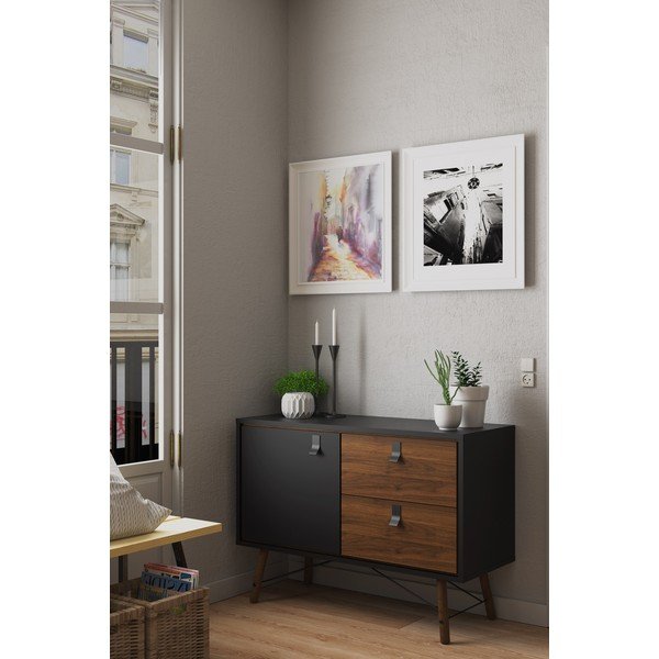 Črna komoda Tvilum Ry, 102 x 72 cm-image-1