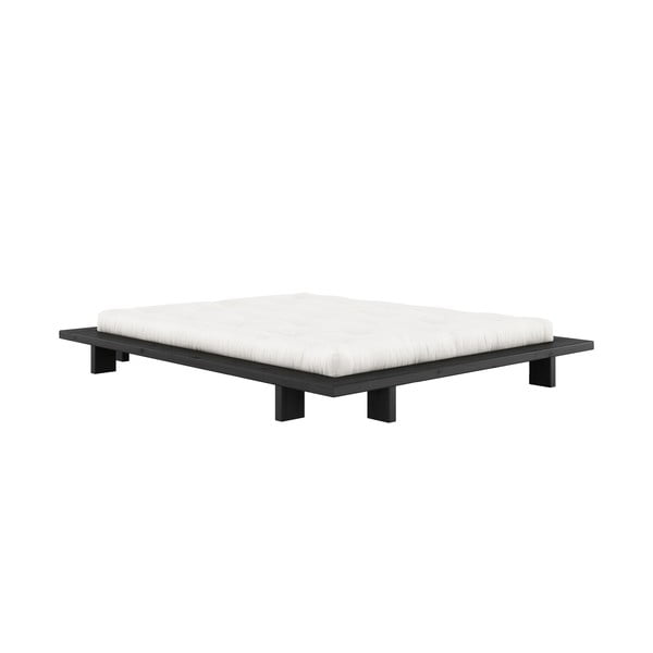 Črna zakonska postelja iz borovega lesa z rešetko 160x200 cm Japan - Karup Design-image-3