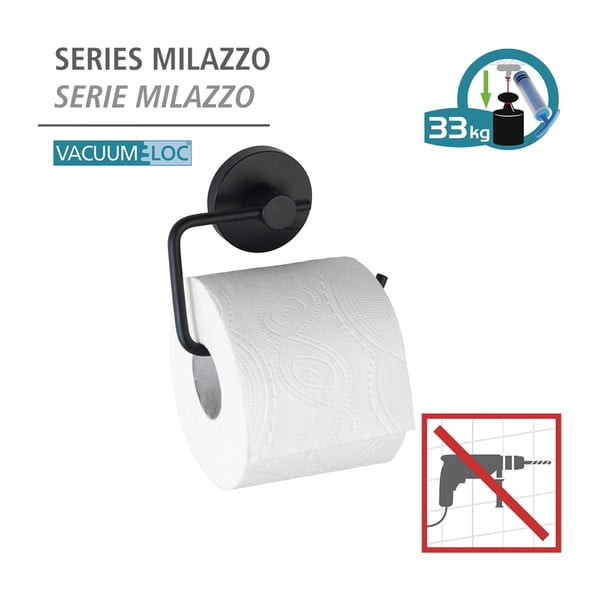 Črno držalo za toaletni papir Wenko Vacuum-Loc® Milazzo-image-3