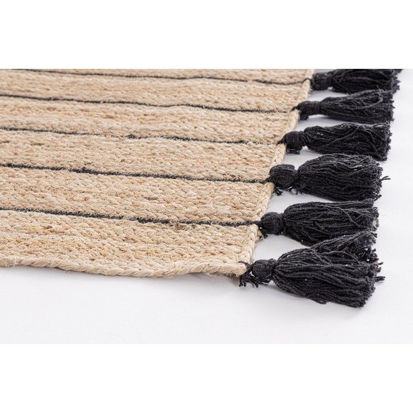Črna/v naravni barvi ročno tkana preproga iz jute 60x90 cm Jalaja – Bizzotto-image-1