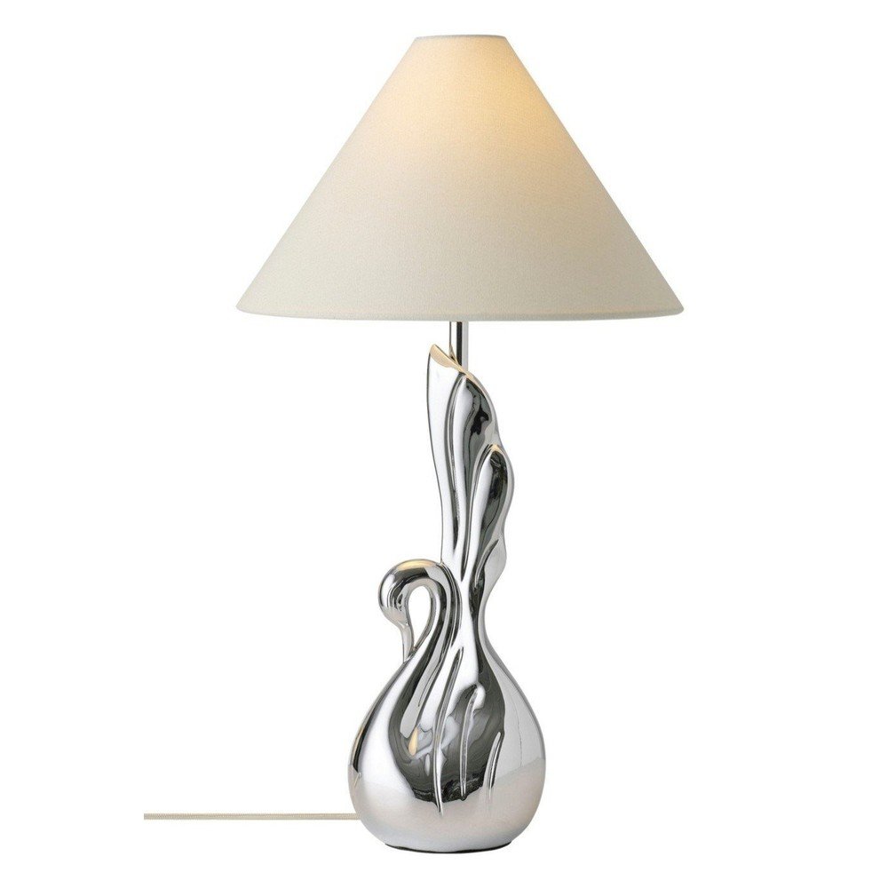 Bela/v srebrni barvi iz poliresina namizna svetilka (višina 53 cm) Swan
