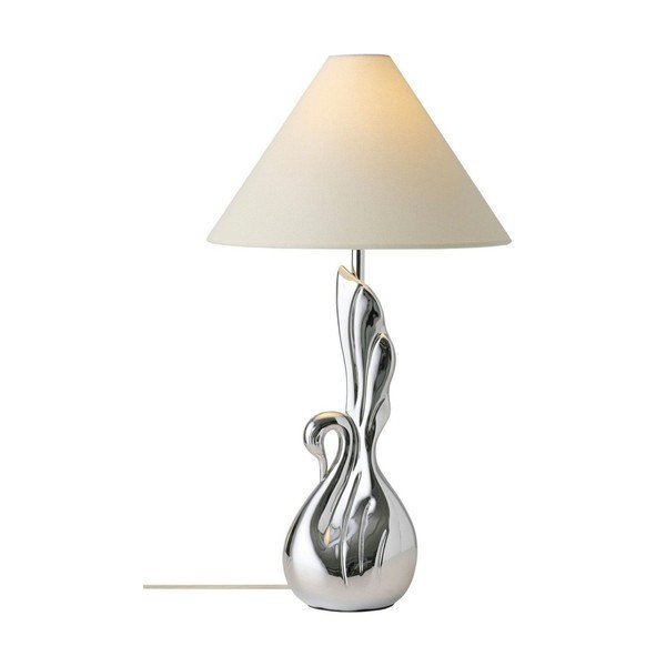 Bela/v srebrni barvi iz poliresina namizna svetilka (višina 53 cm) Swan – Ellos Home