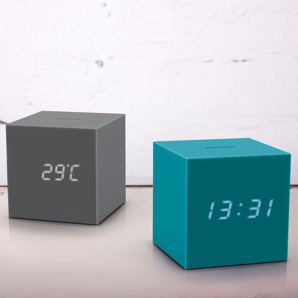 Modra LED budilka Gingko Gravity Cube-image-1