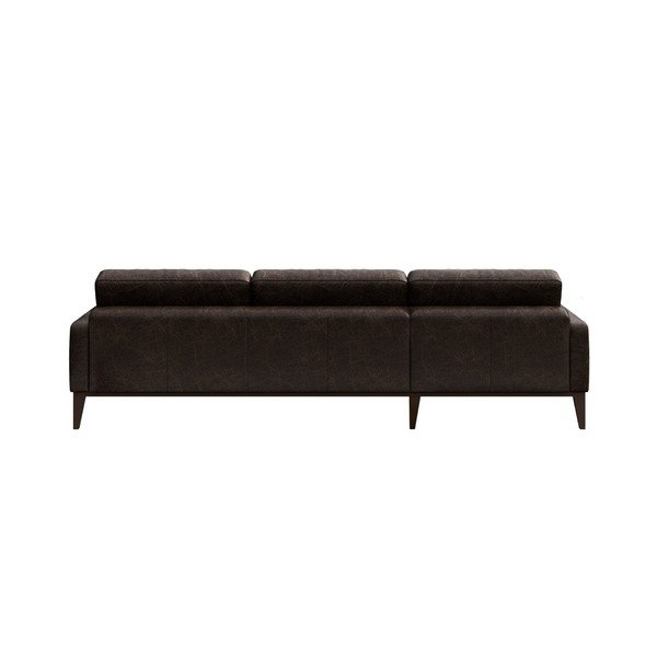 Temno rjava usnjena kotna sedežna garnitura MESONICA Musso Tufted, desni kot-image-3