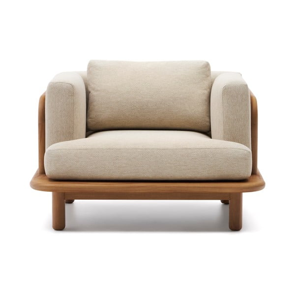 Bež/naraven vrtni fotelj iz masivnega lesa Turqueta – Kave Home-image-2