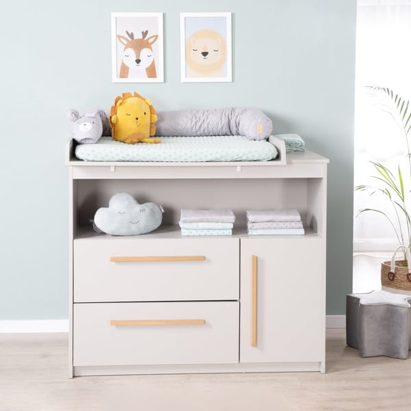 Svetlo siva otroška komoda s previjalnim pultom 107x98x75 cm Lea – Roba-image-2