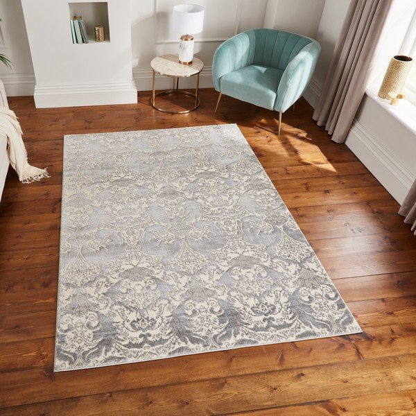 Sivo-kremno bela preproga 160x235 cm Imperial Grey – Think Rugs-image-3