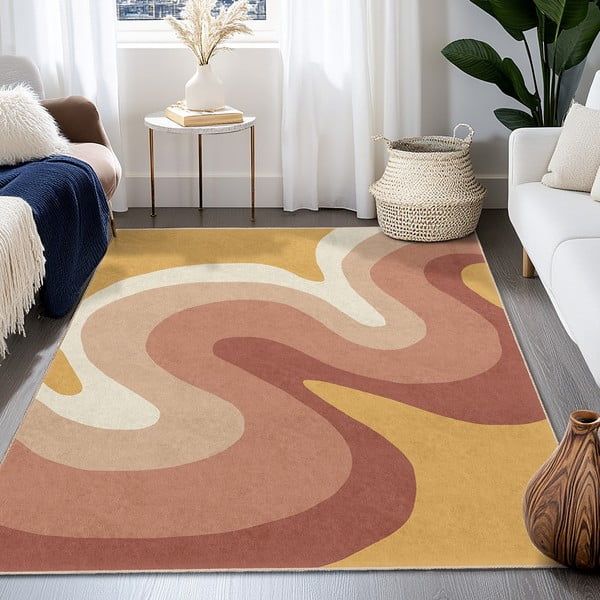 Oker rumen/prašno rožnat pralen tekač 80x200 cm Strawberry Creamsicle – Mila Home-image-4