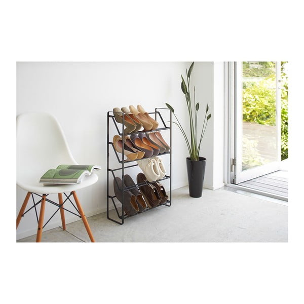 Črno stojalo za čevlje s 4 nivoji YAMAZAKI Frame-image-1
