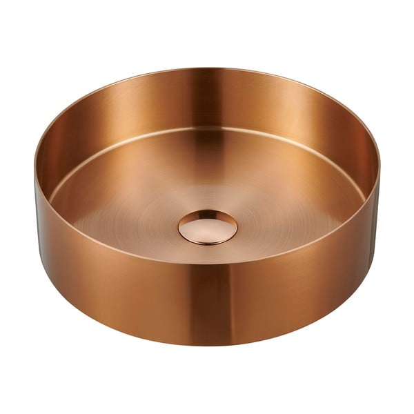Okrogel umivalnik iz nerjavečega jekla v bakreni barvi ø 38 cm Aurum – Sapho