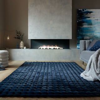 Temno modro sintetično krzno 120x170 cm Waffle Faux Fur – Flair Rugs