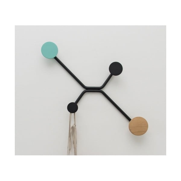 Črn stenski obešalnik z detajlom v barvi mete Gazzda Hook-image-3