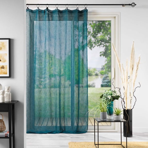 Modra prosojna zavesa iz tančice 140x240 cm Linka – douceur d'intérieur-image-2