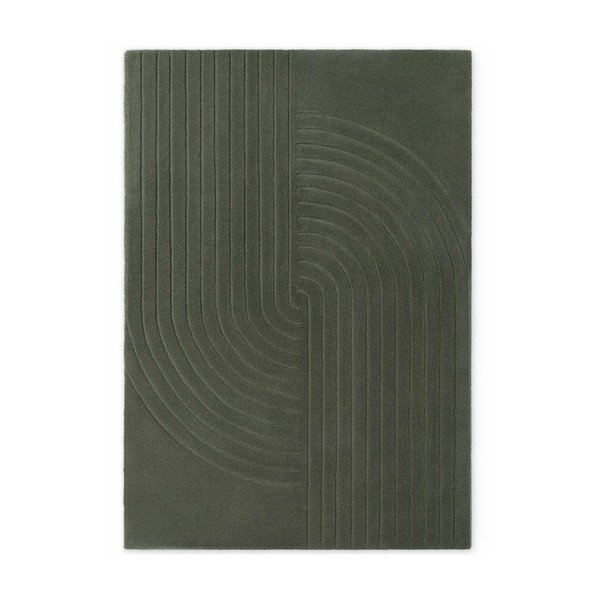Temno zelena ročno tkana volnena preproga 200x300 cm Arcura – Vikosa