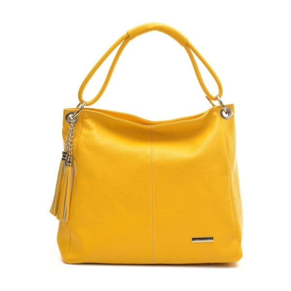 Gorčično rumena usnjena torbica Anna Luchini Giallo