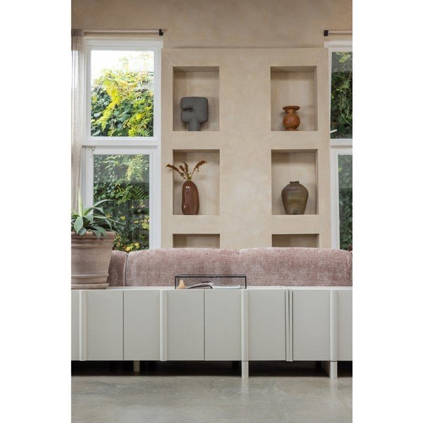 Svetlo siva TV omarica iz masivnega bora 152x53x46 cm Basu – WOOOD-image-1
