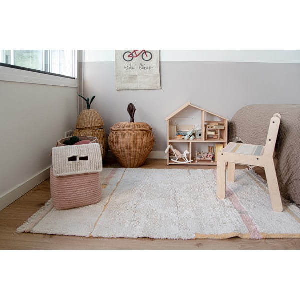 Rožnata/kremno bela pralna ročno tkana bombažna preproga 90x130 cm Lanes Vintage Nude – Lorena Canals-image-1