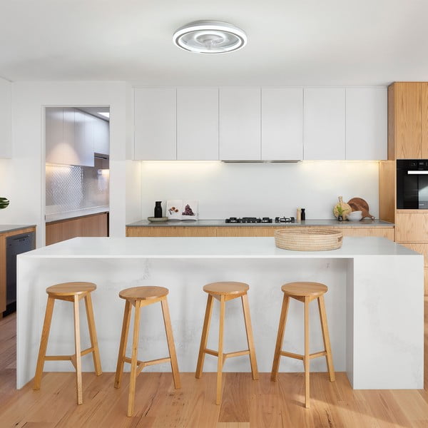 Bela LED stropna svetilka z daljinskim upravljalnikom/z ventilatorjem Alan – SULION-image-2