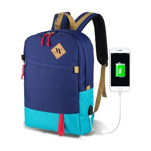 Modri in turkizni nahrbtnik s priključkom USB My Valice FREEDOM Smart Bag