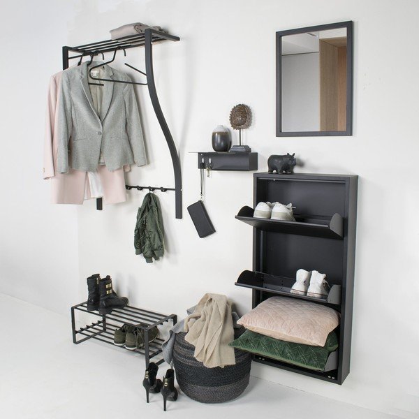 Kovinski stenski obešalnik v srebrni barvi s polico 75 cm Carve – Spinder Design-image-1