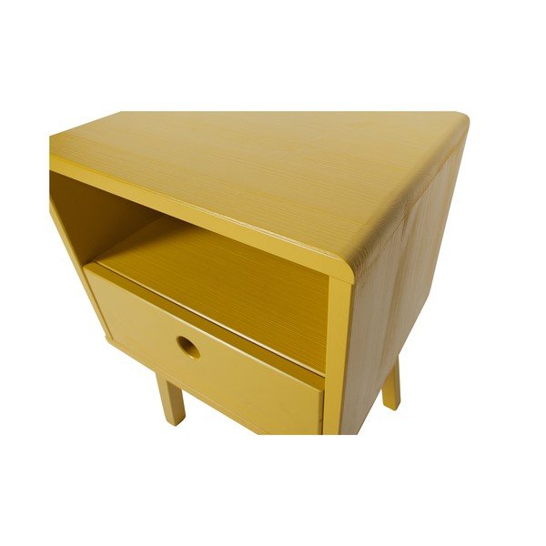 Rumena nočna omarica iz masivnega borovega lesa WOOOD Sammie-image-1