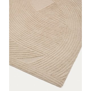 Kremno bela ročno tkana volnena preproga 200x300 cm Domm – Kave Home