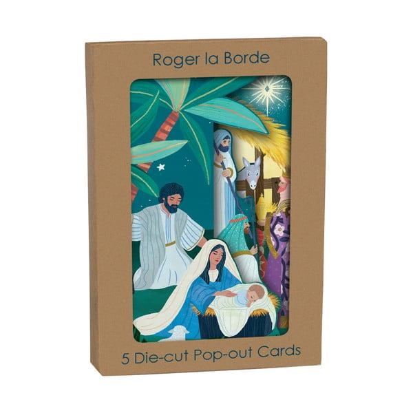 Voščilnice v kompletu 5 ks z božičnim motivom Away in the Manger  – Roger la Borde-image-1