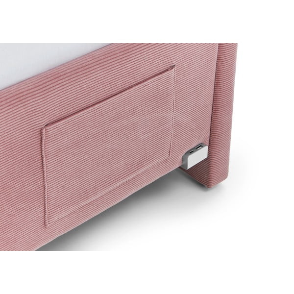 Rožnata oblazinjena kotna otroška postelja brez letvenega dna 140x200 cm Cool – Meise Möbel-image-4