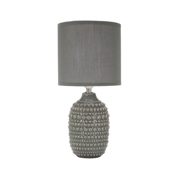 Siva keramična namizna svetilka s tekstilnim senčilom (višina 30,5 cm) Points – Mauro Ferretti