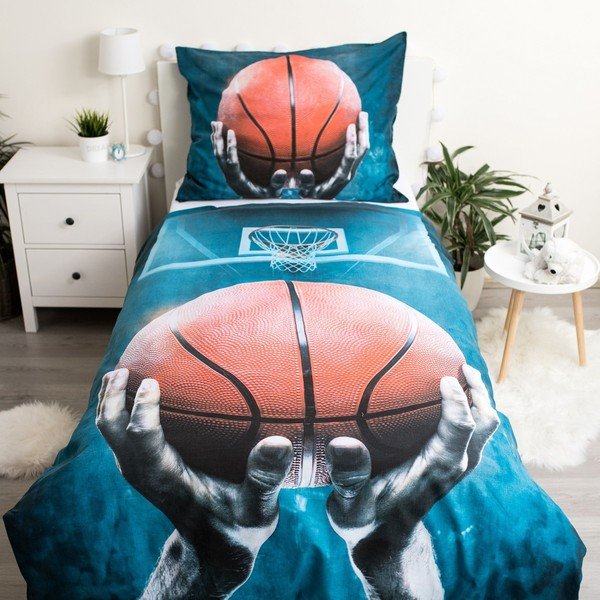 Enojna bombažna otroška posteljnina 140x200 cm Basketball – Jerry Fabrics-image-1