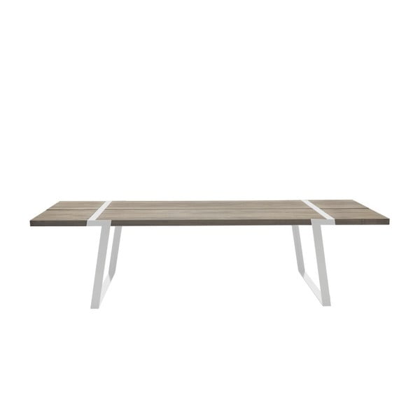 Svetla lesena jedilna miza z belimi nogami Canett Gigant, 290 cm