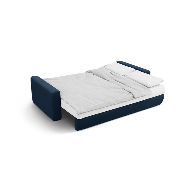 Temno modra žametna raztegljiva sedežna garnitura s prostorom za shranjevanje 238 cm Belfast – Cosmopolitan Design-image-3