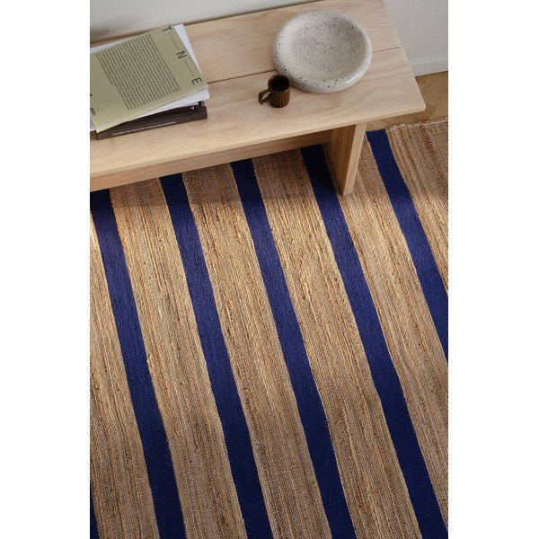 Modra/v naravni barvi ročno tkana preproga iz mešanice jute 160x230 cm Otti – Jotex-image-1